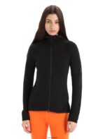 Icebreaker Women ZoneKnit Merino Long Sleeve Zip Hoodie Z04NXR712 Clothing Black