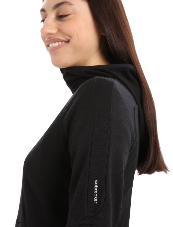 Icebreaker Women ZoneKnit Merino Long Sleeve Zip Hoodie Z04NXR712 Clothing Black - Image 6