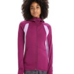 Icebreaker Women ZoneKnit Merino Long Sleeve Zip Hoodie Z04NXR713 Clothing Go Berry/Purple Gaze