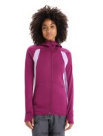 Icebreaker Women ZoneKnit Merino Long Sleeve Zip Hoodie Z04NXR713 Clothing Go Berry/Purple Gaze