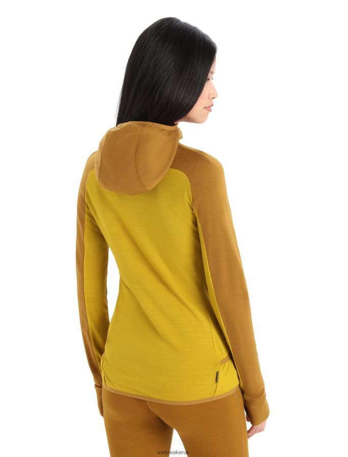 Icebreaker Women ZoneKnit Merino Long Sleeve Zip Hoodie Z04NXR855 Clothing Clove/Silent Gold - Image 2