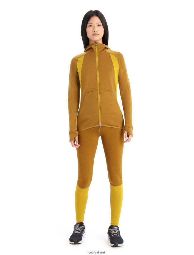Icebreaker Women ZoneKnit Merino Long Sleeve Zip Hoodie Z04NXR855 Clothing Clove/Silent Gold - Image 3