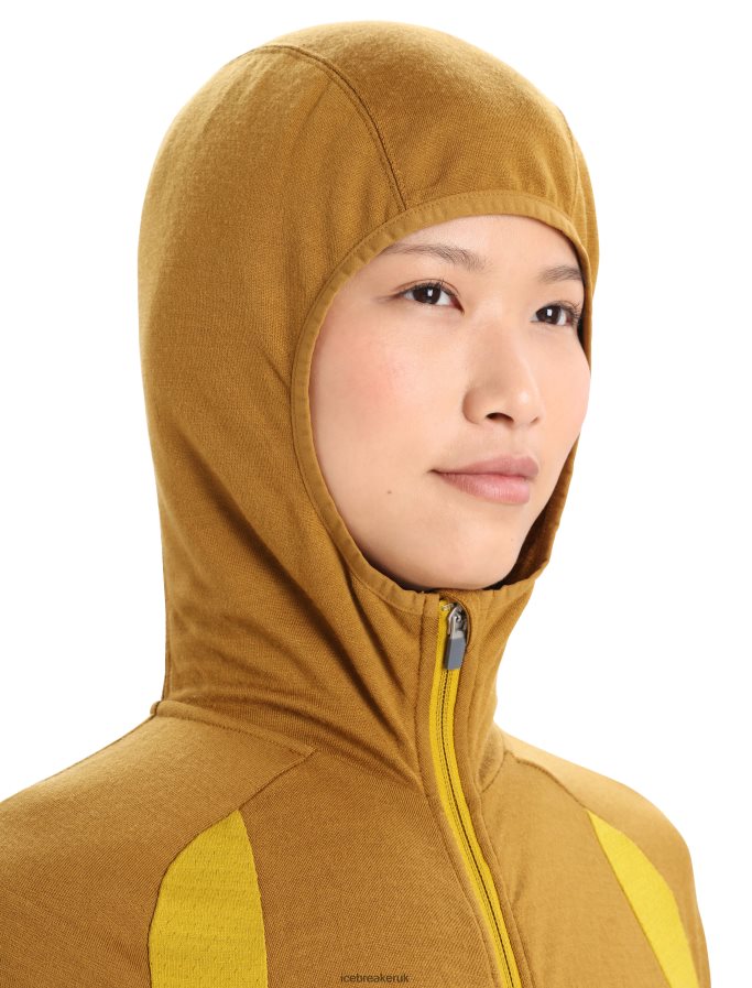 Icebreaker Women ZoneKnit Merino Long Sleeve Zip Hoodie Z04NXR855 Clothing Clove/Silent Gold - Image 4
