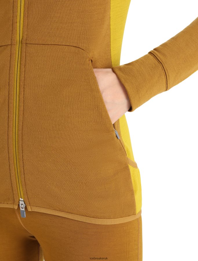 Icebreaker Women ZoneKnit Merino Long Sleeve Zip Hoodie Z04NXR855 Clothing Clove/Silent Gold - Image 6