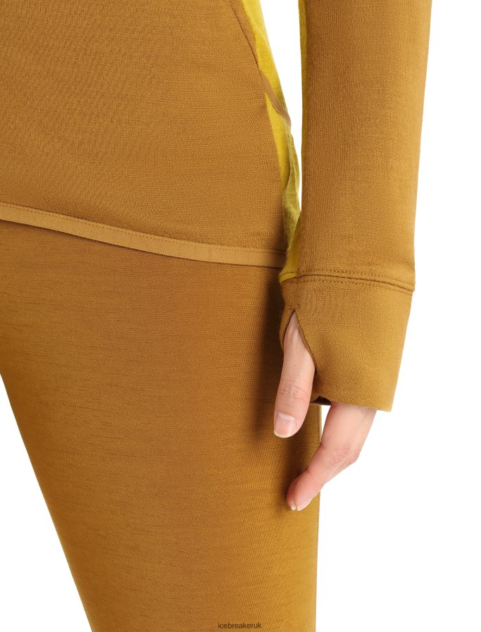 Icebreaker Women ZoneKnit Merino Long Sleeve Zip Hoodie Z04NXR855 Clothing Clove/Silent Gold - Image 7