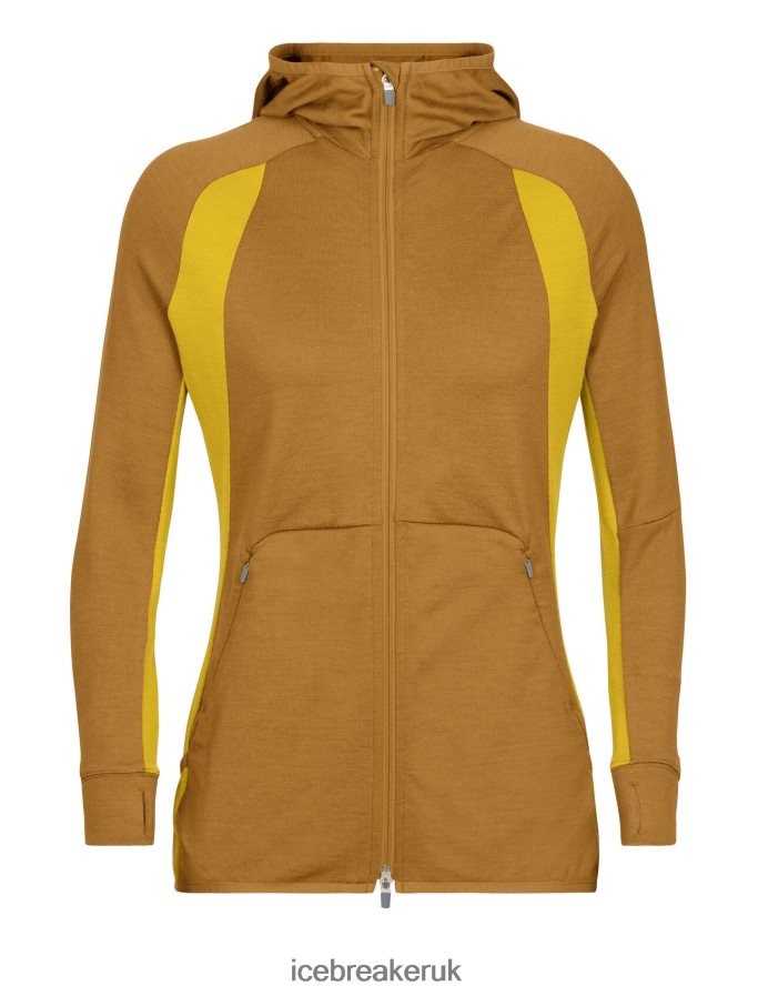 Icebreaker Women ZoneKnit Merino Long Sleeve Zip Hoodie Z04NXR855 Clothing Clove/Silent Gold - Image 9