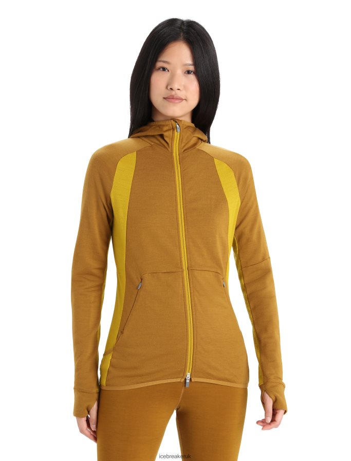 icebreaker_women_zoneknit_merino_long_sleeve_zip_hoodie_z04nxr855_clothing_clove_silent_gold.jpg Icebreaker Women ZoneKnit Merino Long Sleeve Zip Hoodie Z04NXR855 Clothing Clove/Silent Gold - Image 1