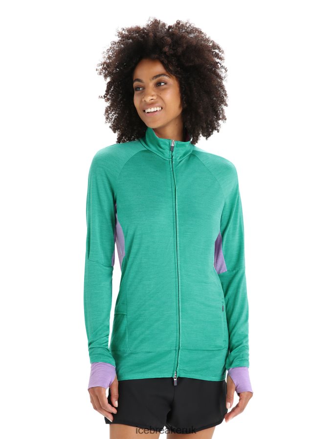 Icebreaker Women ZoneKnit Merino Long Sleeve Zip Jacket Z04NXR719 Clothing Fresh/Purple Gaze - Image 1