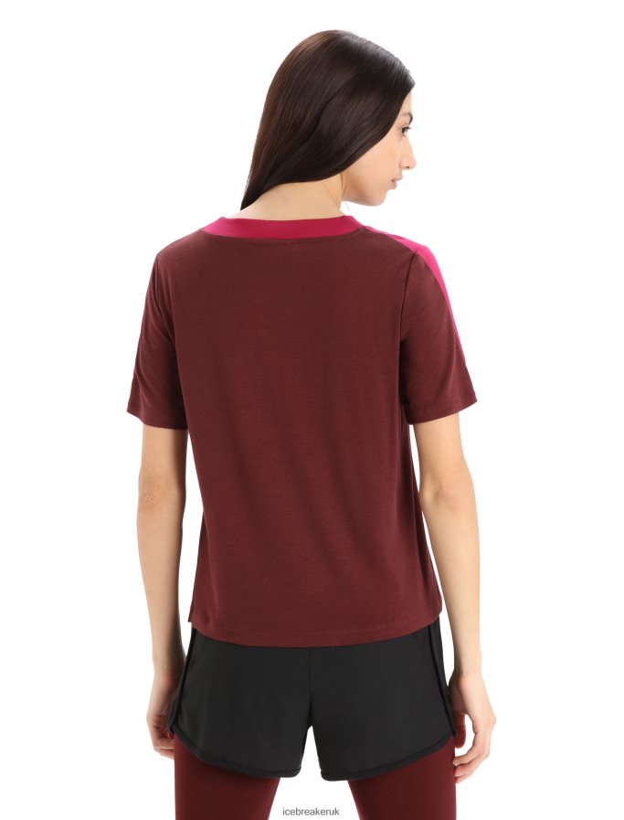 Icebreaker Women ZoneKnit Merino Short Sleeve Boxy T-Shirt Z04NXR892 Clothing Cherry/Espresso - Image 2