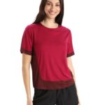 Icebreaker Women ZoneKnit Merino Short Sleeve Boxy T-Shirt Z04NXR892 Clothing Cherry/Espresso