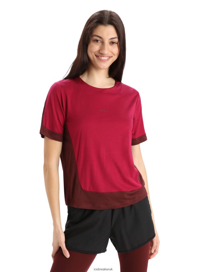 Icebreaker Women ZoneKnit Merino Short Sleeve Boxy T-Shirt Z04NXR892 Clothing Cherry/Espresso - Image 1