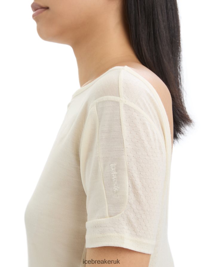 Icebreaker Women ZoneKnit Merino Short Sleeve Scoop Back T-Shirt Z04NXR667 Clothing Chalk - Image 5