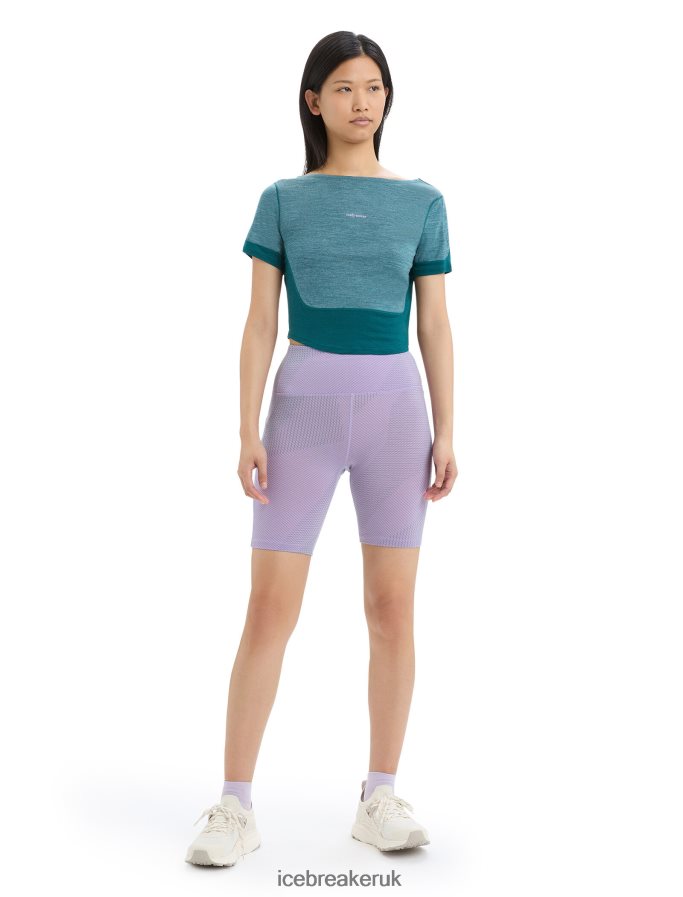 Icebreaker Women ZoneKnit Merino Short Sleeve Scoop Back T-Shirt Z04NXR668 Clothing Green Glory Heather - Image 3