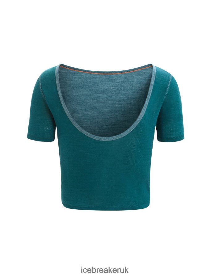 Icebreaker Women ZoneKnit Merino Short Sleeve Scoop Back T-Shirt Z04NXR668 Clothing Green Glory Heather - Image 6