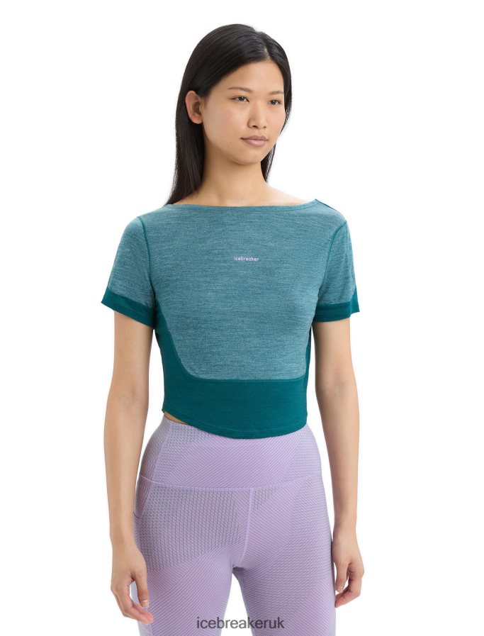 icebreaker_women_zoneknit_merino_short_sleeve_scoop_back_t_shirt_z04nxr668_clothing_green_glory_heather.jpg Icebreaker Women ZoneKnit Merino Short Sleeve Scoop Back T-Shirt Z04NXR668 Clothing Green Glory Heather - Image 1