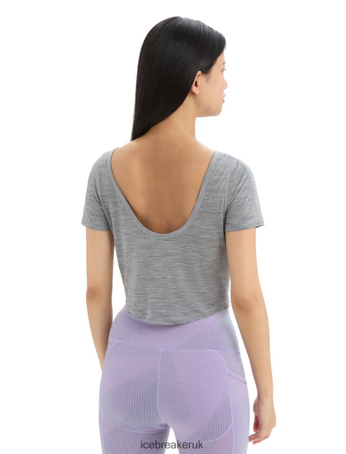 Icebreaker Women ZoneKnit Merino Short Sleeve Scoop Back T-Shirt Z04NXR669 Clothing Metro Heather - Image 2