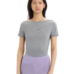 Icebreaker Women ZoneKnit Merino Short Sleeve Scoop Back T-Shirt Z04NXR669 Clothing Metro Heather