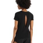 Icebreaker Women ZoneKnit Merino Short Sleeve Slit Back T-Shirt Z04NXR798 Clothing Black