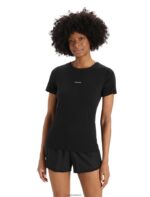 Icebreaker Women ZoneKnit Merino Short Sleeve Slit Back T-Shirt Z04NXR798 Clothing Black - Image 3