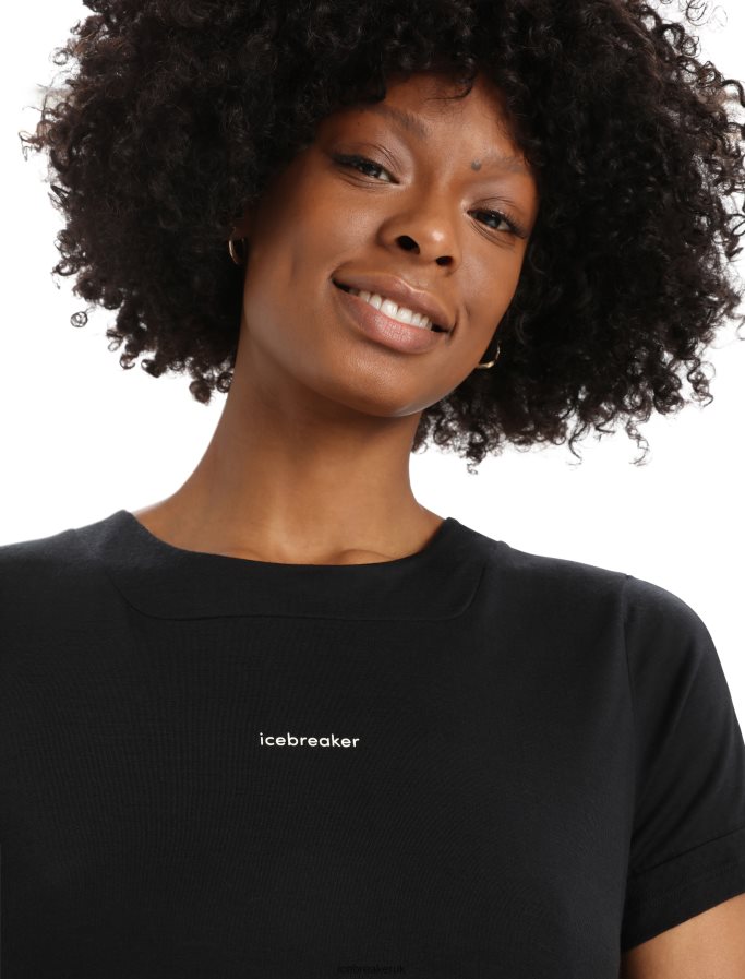 Icebreaker Women ZoneKnit Merino Short Sleeve Slit Back T-Shirt Z04NXR798 Clothing Black - Image 4