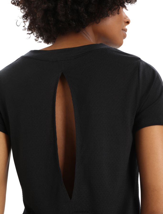 Icebreaker Women ZoneKnit Merino Short Sleeve Slit Back T-Shirt Z04NXR798 Clothing Black - Image 5