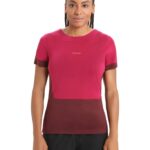 Icebreaker Women ZoneKnit Merino Short Sleeve Slit Back T-Shirt Z04NXR799 Clothing Cherry/Espresso