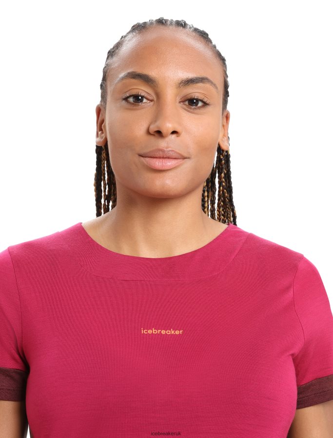 Icebreaker Women ZoneKnit Merino Short Sleeve Slit Back T-Shirt Z04NXR799 Clothing Cherry/Espresso - Image 4