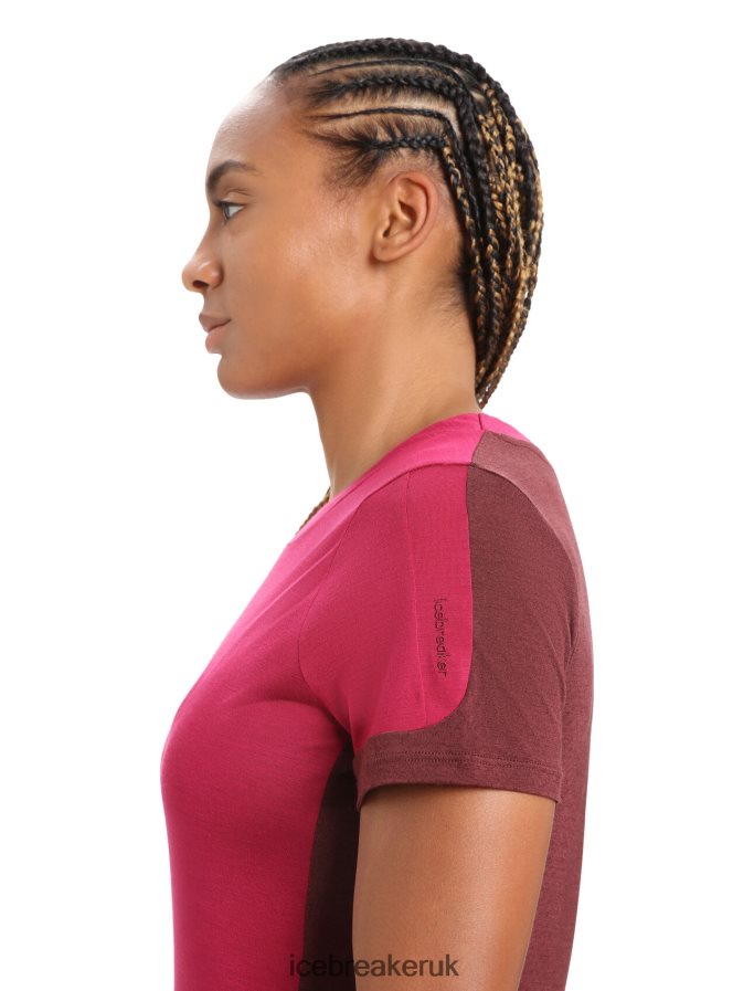 Icebreaker Women ZoneKnit Merino Short Sleeve Slit Back T-Shirt Z04NXR799 Clothing Cherry/Espresso - Image 5