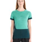 Icebreaker Women ZoneKnit Merino Short Sleeve T-Shirt Z04NXR658 Clothing Fresh Heather/Green Glory