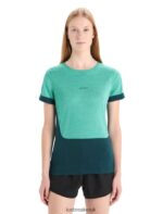 Icebreaker Women ZoneKnit Merino Short Sleeve T-Shirt Z04NXR658 Clothing Fresh Heather/Green Glory