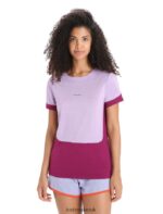 Icebreaker Women ZoneKnit Merino Short Sleeve T-Shirt Z04NXR659 Clothing Purple Gaze/Go Berry